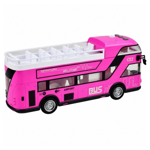 Autobus Miejski Piętrowy Otwierane Drzwi Światła Dźwięki Różowy LEAN TOYS