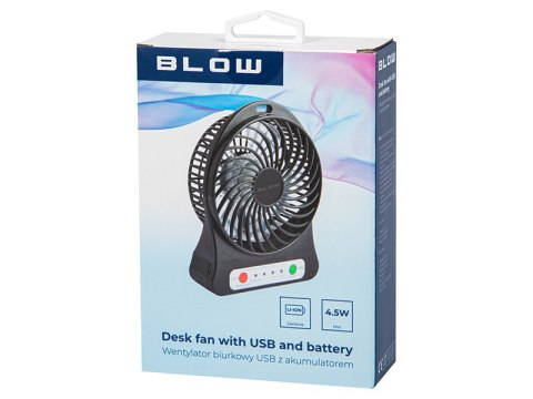 44-501# Wentylator przenośny/biurkowy 10cm usb+akumulator czarny" Blow