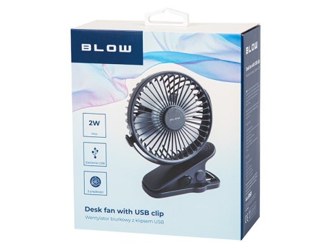 44-506# Wentylator biurkowy z klipsem 10cm usb+akumulator czarny Blow