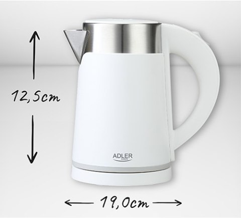 AD 1372 white Czajnik metalowy 0,6l ADLER