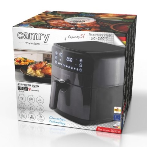CR 6311b Black Frytkownica beztłuszczowa | 9 programów | 5,0 l | air fryer CAMRY