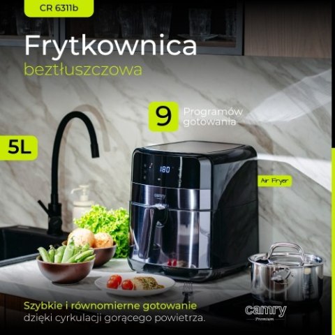 CR 6311b Black Frytkownica beztłuszczowa | 9 programów | 5,0 l | air fryer CAMRY