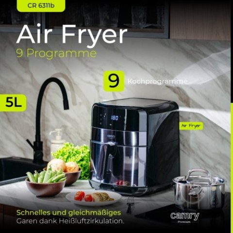 CR 6311b Black Frytkownica beztłuszczowa | 9 programów | 5,0 l | air fryer CAMRY