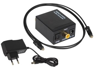 91-202# Konwerter optyczny toslink dac na 2xrca+jack z zasilaczem Blow