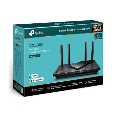 TP-LINK Dwupasmowy, gigabitowy router WiFi 6 AX3000 TL-ARCHER AX55 Tp-Link