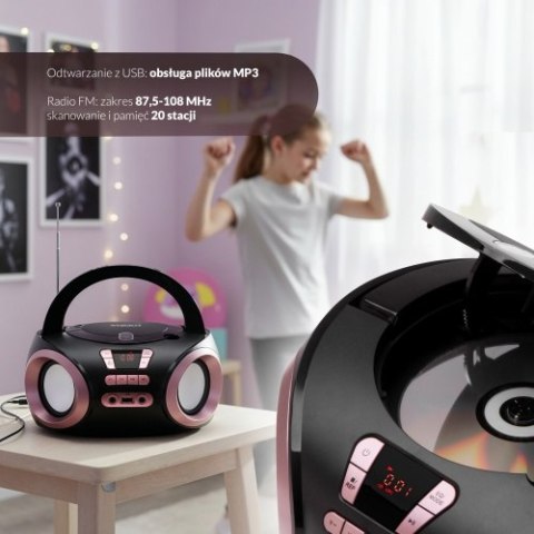 AD 1181 black copper Radio boombox cd-mp3 | usb | fm radio | aux | gniazdo słuchawkowe ADLER
