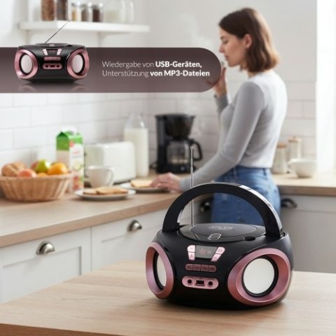 AD 1181 black copper Radio boombox cd-mp3 | usb | fm radio | aux | gniazdo słuchawkowe ADLER
