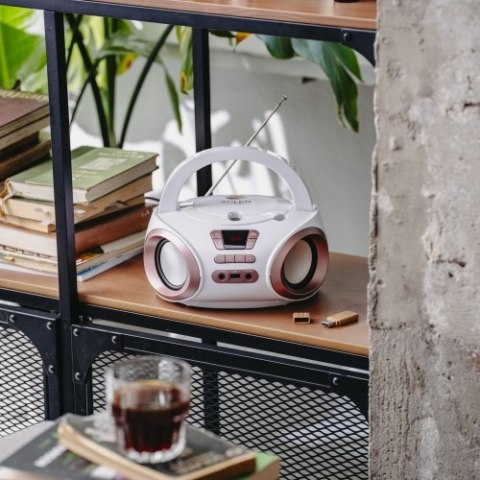 AD 1181 white copper Radio boombox cd-mp3 | usb | fm radio | aux | gniazdo słuchawkowe ADLER