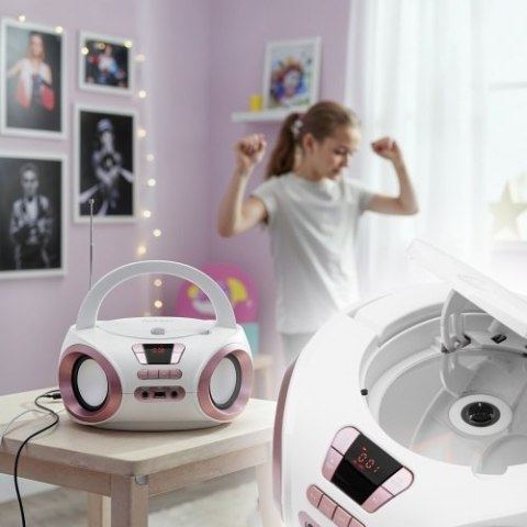 AD 1181 white copper Radio boombox cd-mp3 | usb | fm radio | aux | gniazdo słuchawkowe ADLER
