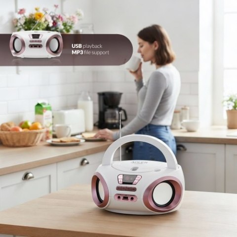AD 1181 white copper Radio boombox cd-mp3 | usb | fm radio | aux | gniazdo słuchawkowe ADLER