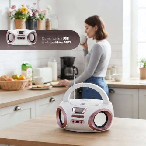 AD 1181 white copper Radio boombox cd-mp3 | usb | fm radio | aux | gniazdo słuchawkowe ADLER
