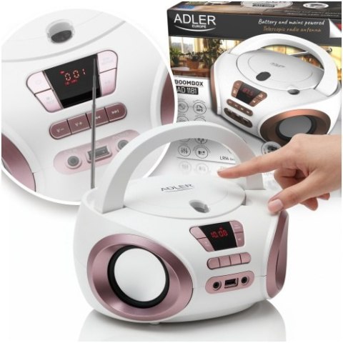 AD 1181 white copper Radio boombox cd-mp3 | usb | fm radio | aux | gniazdo słuchawkowe ADLER