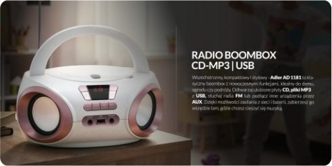AD 1181 white copper Radio boombox cd-mp3 | usb | fm radio | aux | gniazdo słuchawkowe ADLER