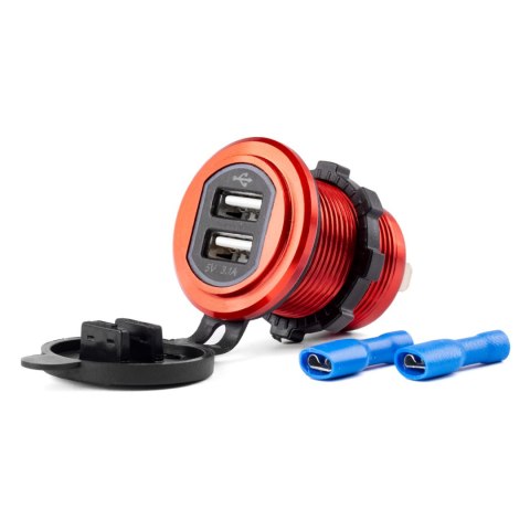 Wodoodporna ładowarka z gniazdami 2xusb 12v 24v mod-10 amio-02860 AMiO