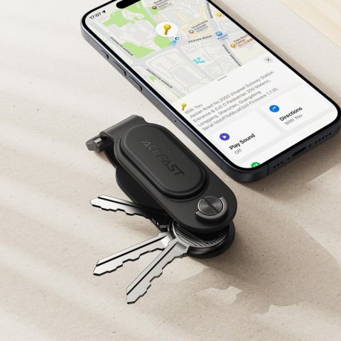 Lokalizator Bluetooth w formie breloka na klucze kompatybilny z Apple Find My - czarny