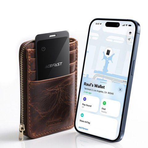 Lokalizator Bluetooth w formie karty kompatybilny z Apple Find My - szary