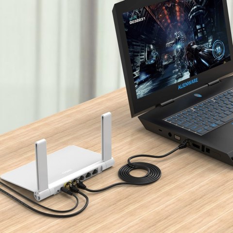 Kabel sieciowy internetowy okrągły LAN CAT7 10Gbps RJ45 30m - czarny