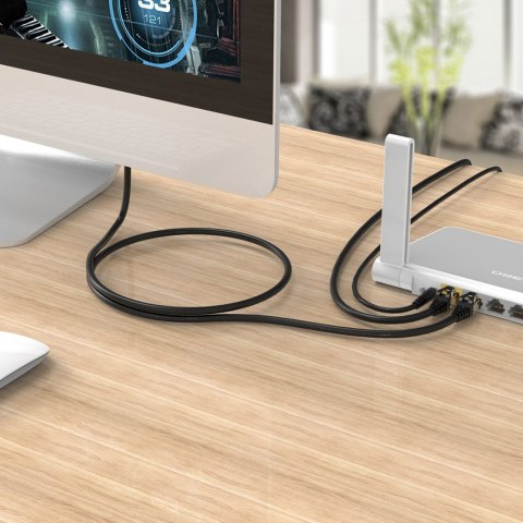 Kabel sieciowy internetowy okrągły LAN CAT7 10Gbps RJ45 30m - czarny