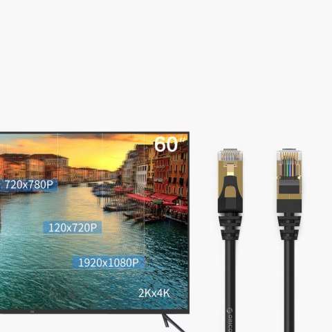Kabel sieciowy internetowy okrągły LAN CAT7 10Gbps RJ45 30m - czarny