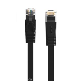 Kabel sieciowy internetowy płaski Ethernet CAT7 10Gbps RJ45 LAN 20m - czarny