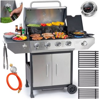 Grill gazowy ogrodowy żeliwny ruszt z pokrywą 4+1 palniki Berdsen BD-896