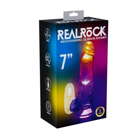 Wibrator realistyczny RealRock LED przezroczysty 19.5 cm