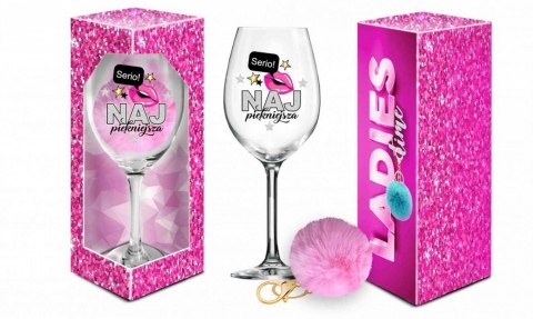 Kieliszek do wina Signoria 700ml Ladies Time z pluszowym pomponem