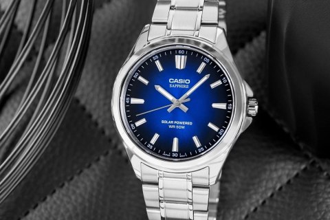 Casio ZEGAREK MĘSKI CASIO MTS-RS100D-2A SZAFIR SOLAR + BOX