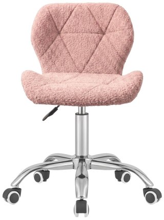Lugano Krzesło obrotowe VASTO OFFICE BARANEK BOUCLE PINK SILVER