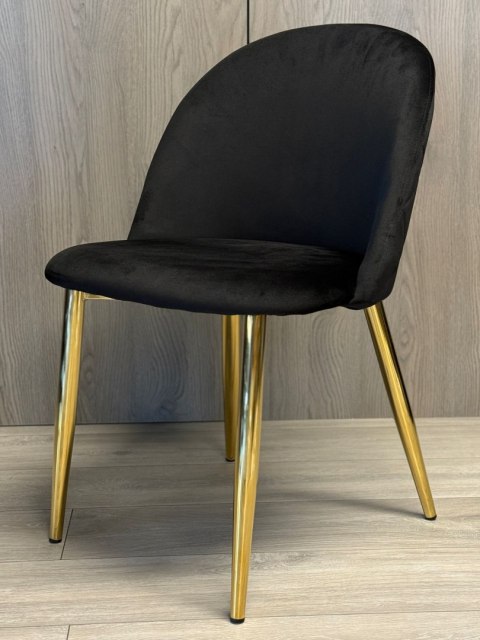 Lugano Krzesło tapicerowane GLORIA BLACK VELVET GOLD