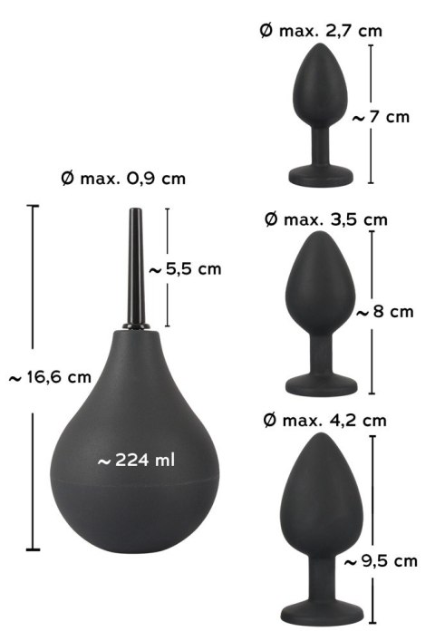 Zestaw analny Black Velvets z prysznicem i trzema korkami