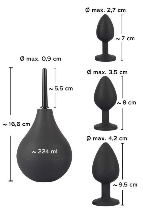 Zestaw analny Black Velvets z prysznicem i trzema korkami