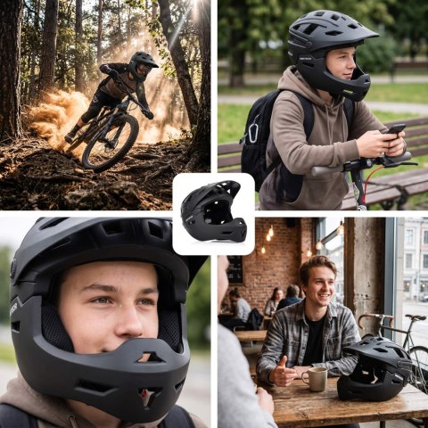 Kask rowerowy full-face Meteor Hydra M 55-58 cm czarny