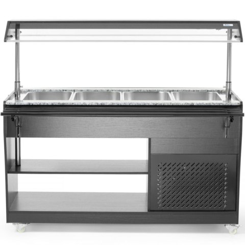 Bufet bar stół chłodniczy sałatkowy z oświetleniem daszkiem 4 pojemniki GN 1/1 2-10C 170 W