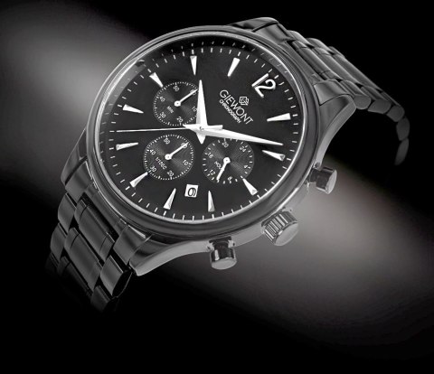 Giewont Zegarek Męski Giewont Chronograph Sapphire Czarny GW6310-B1