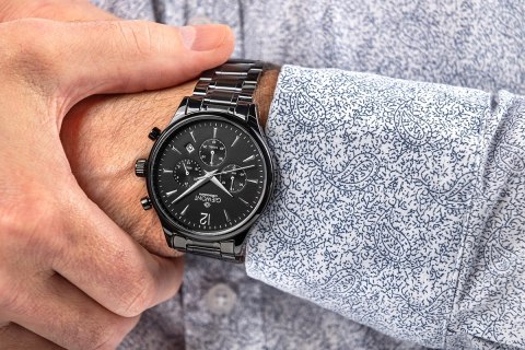 Giewont Zegarek Męski Giewont Chronograph Sapphire Czarny GW6310-B1