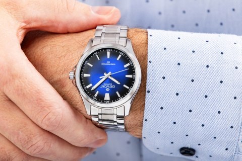 Giewont Zegarek Męski Giewont Elegance Sapphire Srebrno Niebieski GW5160-B3