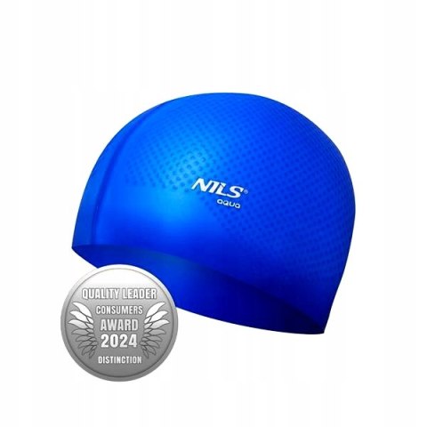 NQC JEDNOKOLOROWY NIEBIESKI CZEPEK SILIKONOWY DOTS NILS AQUA
