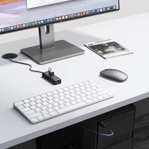 HUB rozdzielacz 4-portowy USB-A - USB-A RJ45 2.5G Ethernet 0.15 m - czarny