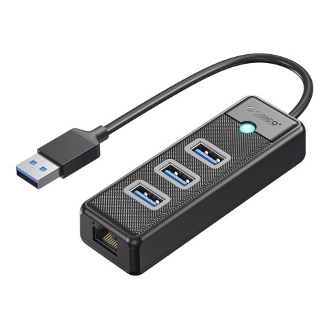 HUB rozdzielacz 4-portowy USB-A - USB-A RJ45 2.5G Ethernet 0.5 m - czarny