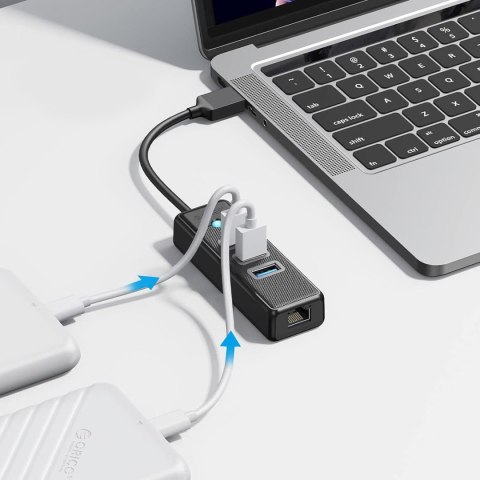 HUB rozdzielacz 4-portowy USB-A - USB-A RJ45 2.5G Ethernet 1 m - czarny