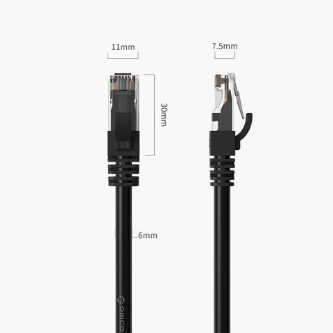 Kabel sieciowy Ethernet CAT6 1000Mbps RJ45 internetowy LAN okrągły 40 m - czarny