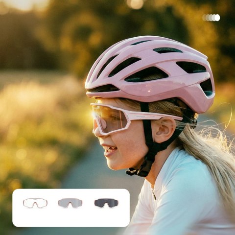 Okulary rowerowe fotochromowe z ochroną UV400 dla dzieci - różowe