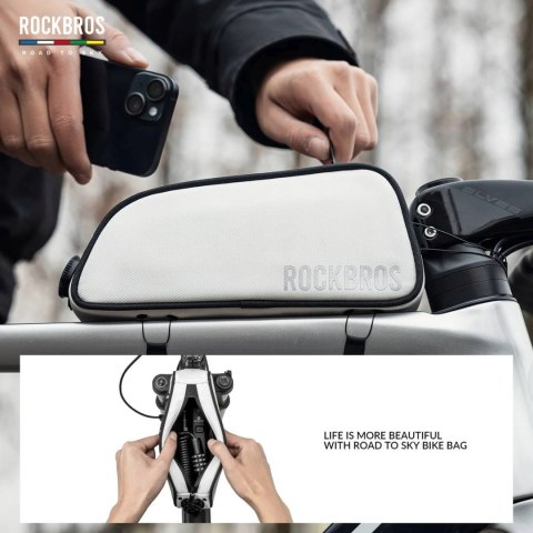 Torba rowerowa na ramę wodoodporna 0.7 l - biała