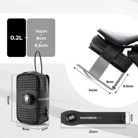 Torba rowerowa podsiodłowa 0.2 l z uchwytem na bidon 0.6 l - czarna