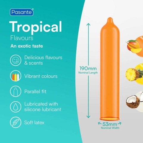 Prezerwatywy Pasante Tropical mango ananas kokos 144 szt