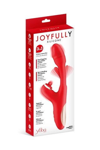 Wibrator króliczek Yoba Joyfully 3w1 czerwony USB 25 cm