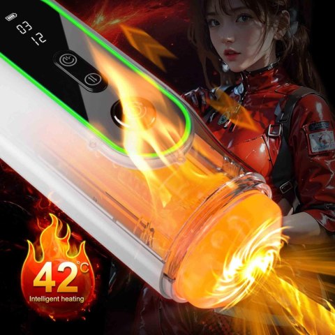 Masturbator B Series Cute 07 z ruchem teleskopowym USB 26.7 cm