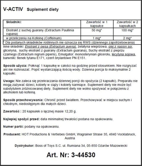 Kapsułki V Activ dla mężczyzn Hot 20 kapsułek