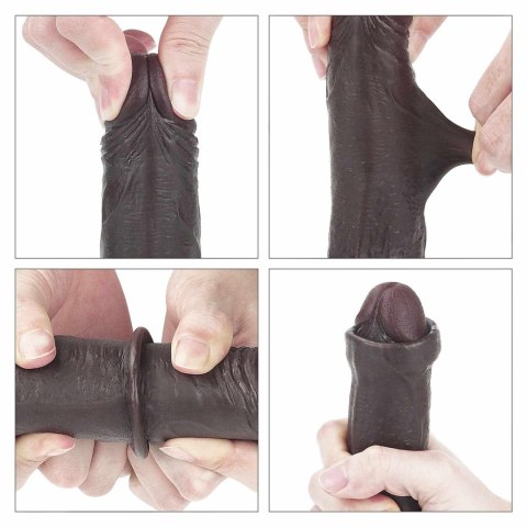 Dildo dwuwarstwowe z przesuwaną skórą Lovetoy 17.5 cm czarny